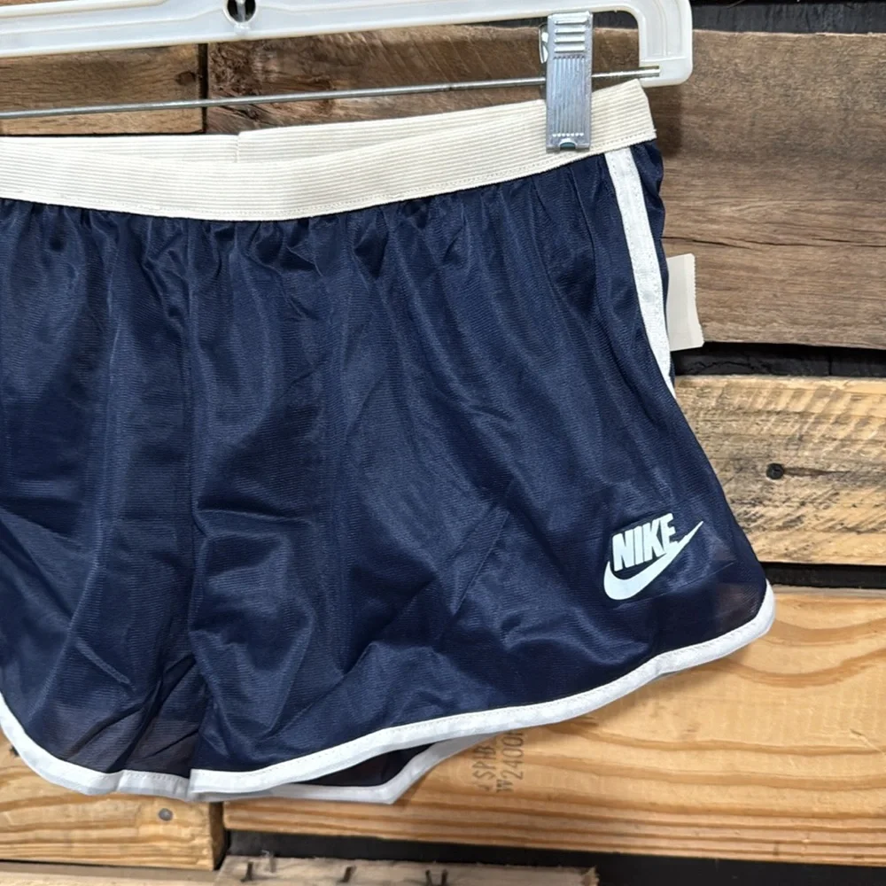 Vintage 80’s Nike Made In The USA‎ Navy Blue Polyester Sheer Women’s Shorts L